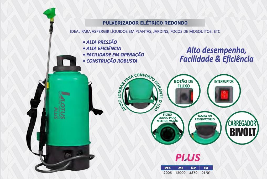 PULVERIZADOR ELÉTRICO REDONDO 12000ML PLUS - 1/1