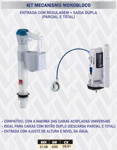 KIT COMPLETO PARA CAIXA ACOPLADA MONOBLOCO UNIVERSAL  LOTUS
