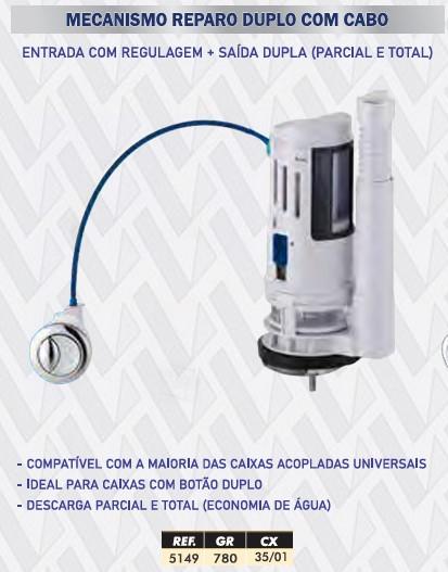MECANISMO REPARO CX ACOPLADA UNIVERSAL DUPLO C/ CABO LOTUS