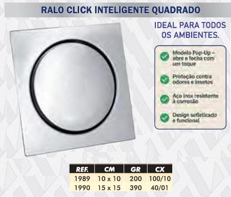 RALO CLICK QUADRADO 15X15CM INOX  LOTUS