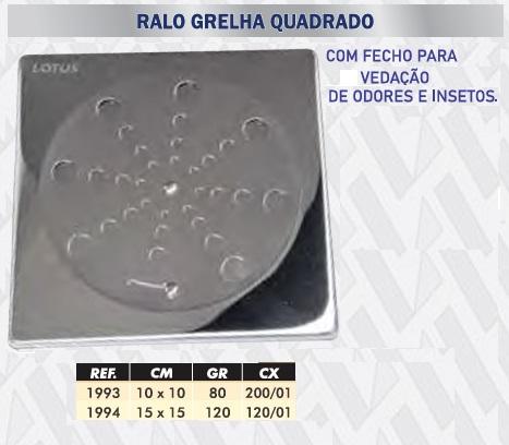 RALO GRELHA QUADRADO 15X15CM INOX  LOTUS
