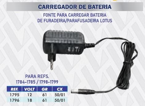 CARREGADOR PARA FURADEIRA/PARAFUSADEIRA 18V