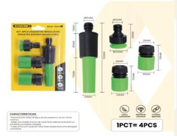 CONECTORES KIT COM 4 PEÇAS COM ESGUICHO REGULAVEL