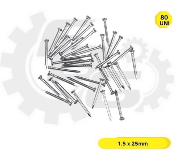 KIT PREGO DE ACO C/80 PCS 1.5X25MM 8X12