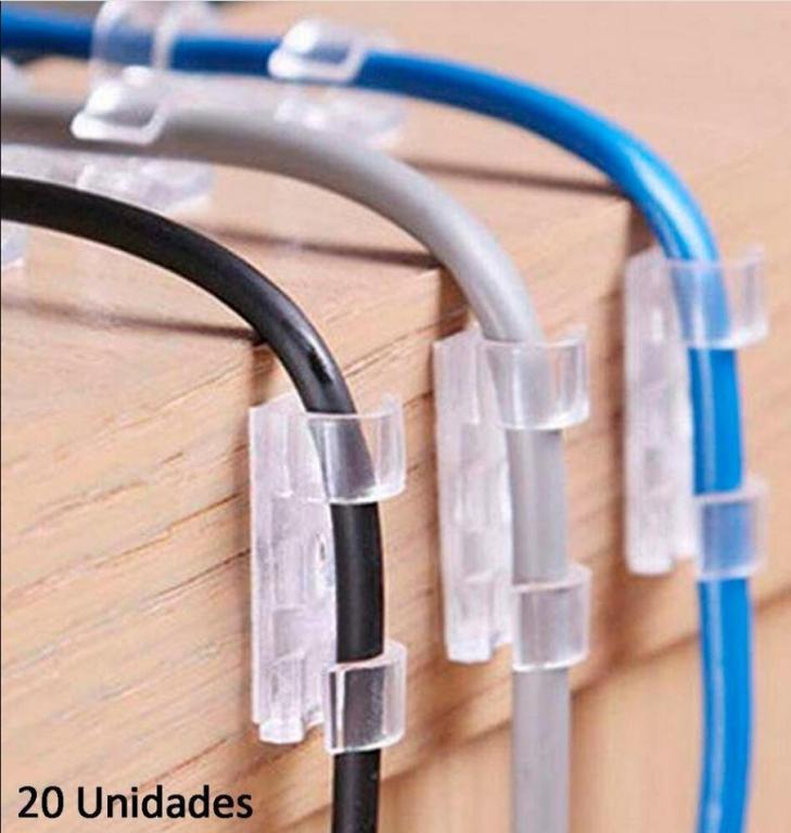 ORGANIZADOR DE FIOS 20 PEÇAS 30MM ADESIVO TRANSP