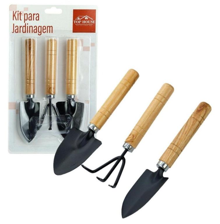 KIT DE JARDINAGEM 2 PEÇAS METAL C/CABO MADEIRA TR