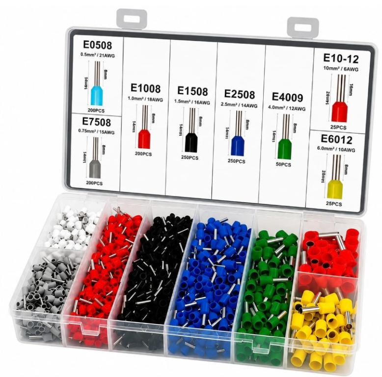 KIT BOX TERMINAL PRE ISOLADO ILHOS TUBULAR 1200 PEÇAS CORES