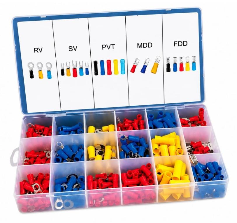 KIT BOX VARIEDADE DE TERMINAIS 300 PEÇAS CORES