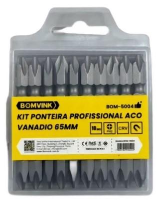 JOGO COM 10 PONTEIRAS DUPLA 65MM P/PARAFUSADEIRA -PONTA MAGNETICA
