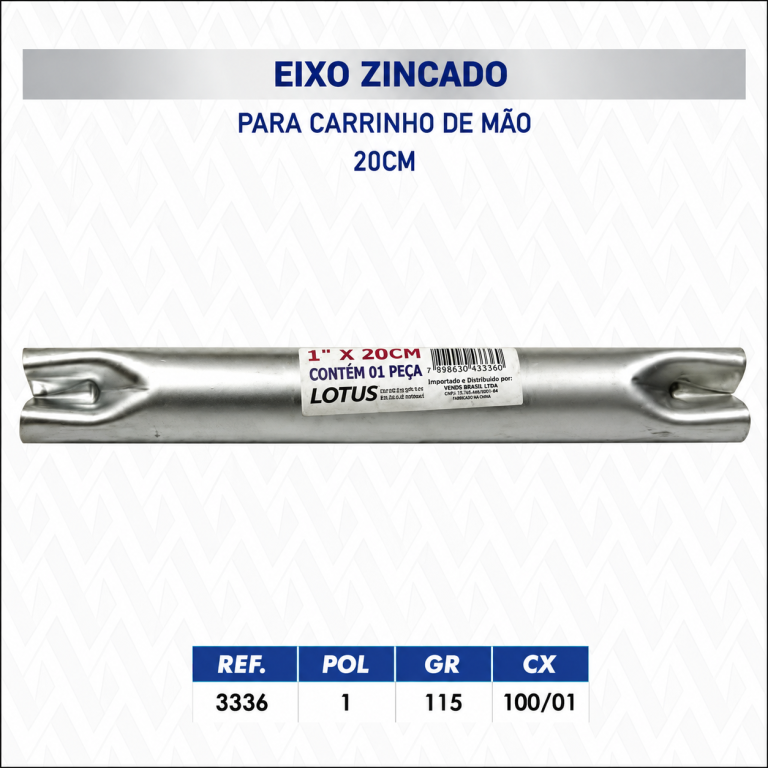 EIXO ZINCADO P/ CARR DE MAO 1  20CM 100/1