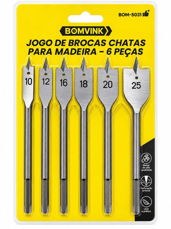 JOGO BROCA CHATA 6 PEÇAS BOMVINK