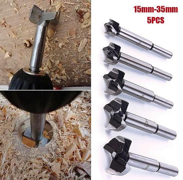 JOGO 5 BROCAS FORSTNER 15, 20, 25, 30 E 35MM PROFISSIONAL  (EMBALAGEM NEUTRA)