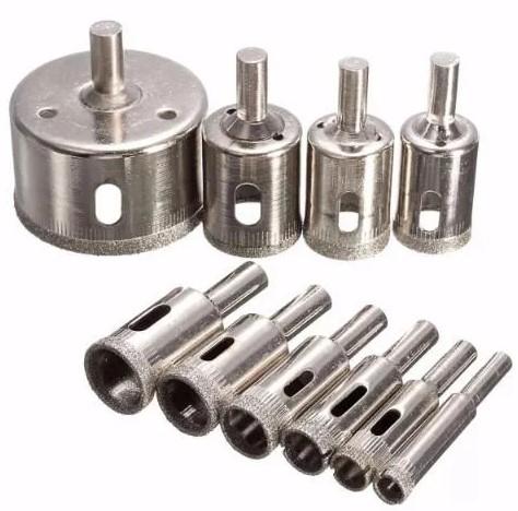 JOGO COM 10 BROCAS DIAMANTADAS 6-30MM PORCELANATO, PISO, OUTROS (EMBALAGEM NEUTRA)