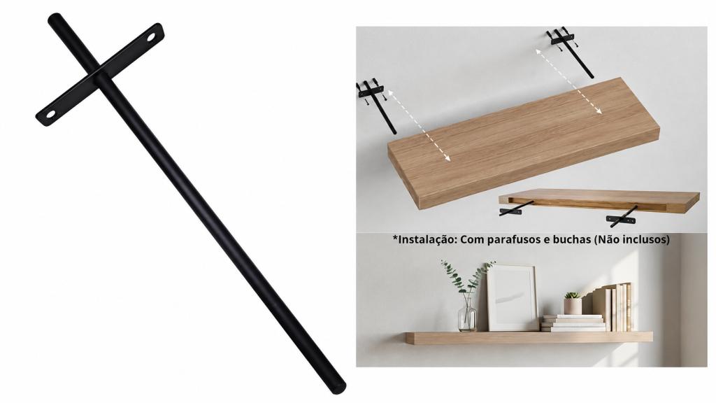 SUPORTE METALICO INVISIVEL PARA PRATELEIRA 15CM FERRO 3/8