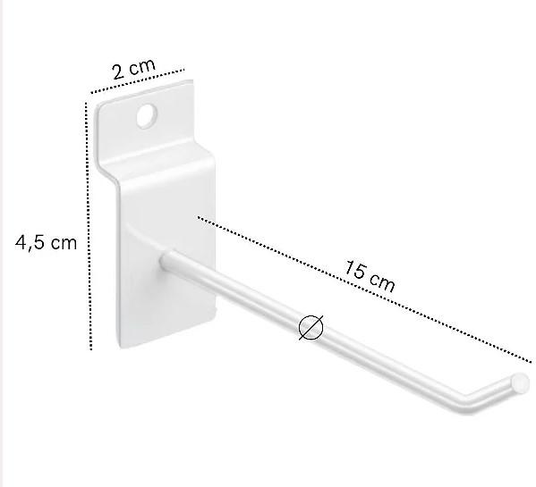 GANCHO PARA PAINEL CANALETADO COR BRANCO 15CM (ESPESSURA FINA)