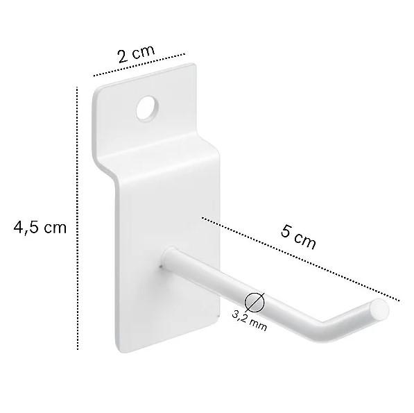 GANCHO PARA PAINEL CANALETADO COR BRANCO 5CM (ESPESSURA FINA)