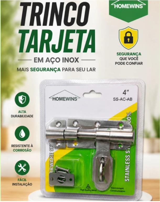 FERROLHO TRINCO E FECHADURA HW 4'' INOX