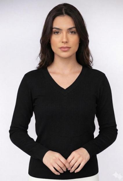 J - Blusa Fem. Gola V Ref: L2005 Pac c/ 36 UN Diversas Cores.