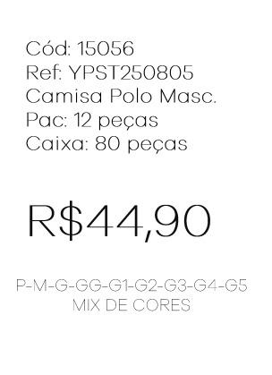 K - Camisa Masc. Gola Polo Ref: YPST250805 Pac c/ 24 UN Diversas Cores.