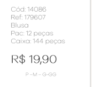 J - Blusa Fem. Ref: 179607 Pac c/ 24 UN Diversas Cores.