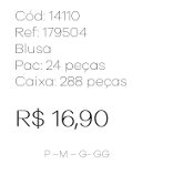 J - Blusa Fem. Ref: 179504 Pac c/ 24 UN Diversas Cores.