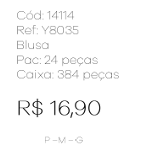J - Blusa Fem. Ref: Y8035 Pac c/ 24 UN Diversas Cores.