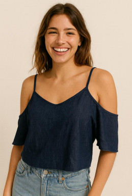 M - Blusa Fem. Cropped Jeans Ref: A191 Pac c/ 24 UN Diversas Cores.
