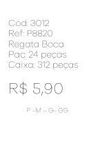M - Regata Fem. Bordado Borboletas Ref: P8820 Pac c/ 24 UN Diversas Cores.