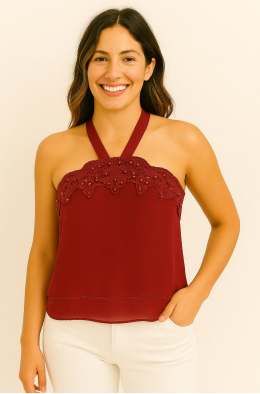 M - Blusa Fem. Cropped Tomara que Caia Bordado Elegance Ref: J010 Pac c/ 24 UN Diversas Cores.