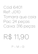 M - Blusa Fem. Cropped Tomara que Caia Bordado Elegance Ref: J010 Pac c/ 24 UN Diversas Cores.