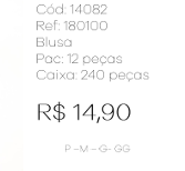 J - Blusa Fem. Ref: 180100 Pac c/ 24 UN Diversas Cores.