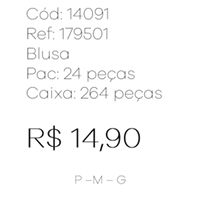J - Blusa Fem. Ref: 179501 Pac c/ 24 UN Diversas Cores.