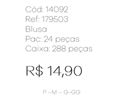 J - Blusa Fem. Ref: 179503 Pac c/ 24 UN Diversas Cores.