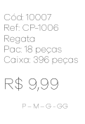 M - Regata Fem. Guipir Floral Ref: CP-1006 Pac c/ 36 UN Diversas Cores.