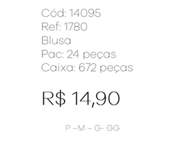 J - Blusa Fem. Ref: 1780 Pac c/ 24 UN Diversas Cores.