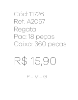M - Regata Fem. Canelada Aplicação Strass Ref: A2067 Pac c/ 36 UN Diversas Cores.