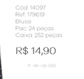 J - Blusa Fem. Ref: 179619 Pac c/24 UN Diversas Cores.