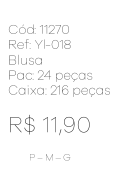 M - Blusa Fem. Estampa Bicicleta Vintage Ref: YI-018 Pac c/ 24 UN Diversas Cores.
