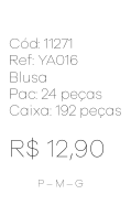 M - Blusa Fem. Guipir Floral Ref: YA016 Pac c/ 24 UN Diversas Cores.