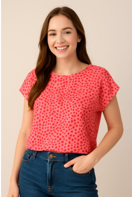 M - Blusa Fem. Cropped Estampa Poá Ref: SFO20071 Pac c/ 24 UN Diversas Cores.