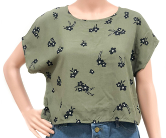 M - Blusa Fem. Cropped Floral Bordada Ref: SFO20065 Pac c/36 UN Diversas Cores.