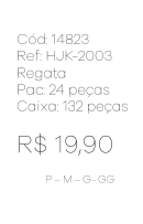 M - Regata Fem. Gola Alta Canelada Ref: HJK-2003 Pac c/ 24 UN Diversas Cores.