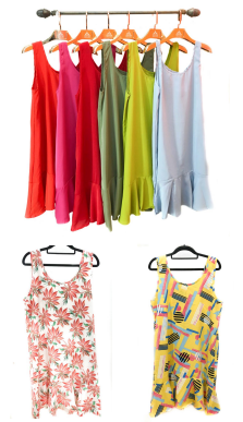 N - Vestido Curto Sortido Ref: SDWAY Pac c/ 24 UN Diversas Cores.