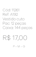 N - Vestido Jeans Casual Ref: A192 Pac c/ 24 UN Diversas Cores.