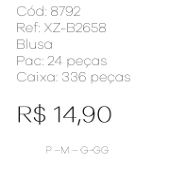 J - Blusa Fem. Ref: XZ-B2658 Pac c/ 24 UN Diversas Cores.