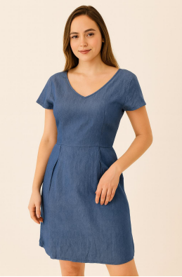 N - Vestido Curto Jeans Ref: A184 Pac c/ 24 UN Diversas Cores.