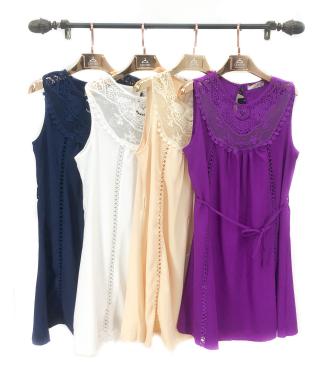 N - Vestido Curto Renda Elegance Ref: A189 Pac c/ 24 UN Diversas Cores.