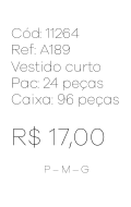 N - Vestido Curto Renda Elegance Ref: A189 Pac c/ 24 UN Diversas Cores.