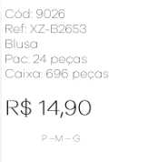 J - Blusa Fem. Ref: XZ-B2653 Pac c/ 24 UN Diversas Cores.