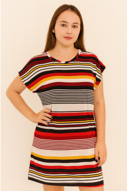N - Vestido Curto Listrado Color Ref: A6103 Pac c/ 24 UN Diversas Cores.